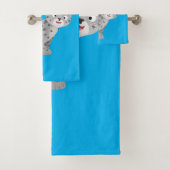 Cute snow leopard cartoon bad handdoek (Insitu)