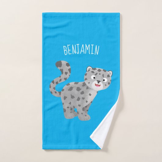 Cute snow leopard cartoon bad handdoek (Handdoek)