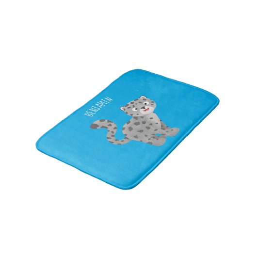 Cute snow leopard cartoon badmat (Gekanteld)