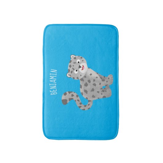 Cute snow leopard cartoon badmat (Voorkant Verticaal)
