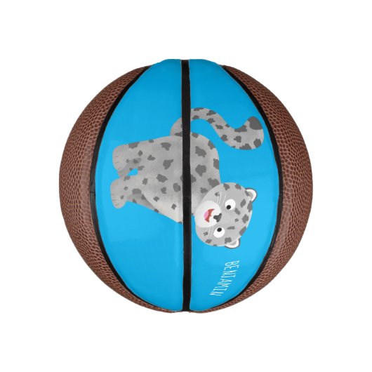 Cute snow leopard cartoon basketbal (Verticaal)