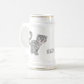Cute snow leopard cartoon bierpul (Voorkant links)