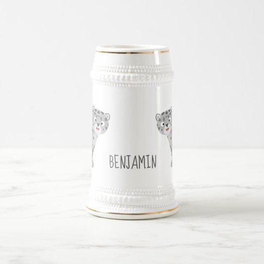 Cute snow leopard cartoon bierpul (Center)