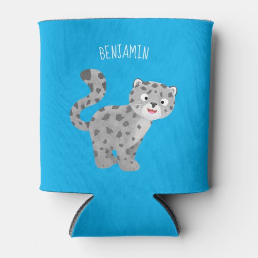 Cute snow leopard cartoon blikjeskoeler (Voorkant)