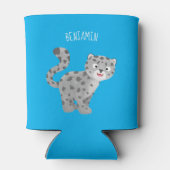 Cute snow leopard cartoon blikjeskoeler (Achterkant)