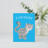 Cute snow leopard cartoon briefkaart (Staand voorkant)