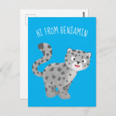 Cute snow leopard cartoon briefkaart (Voorkant / Achterkant)