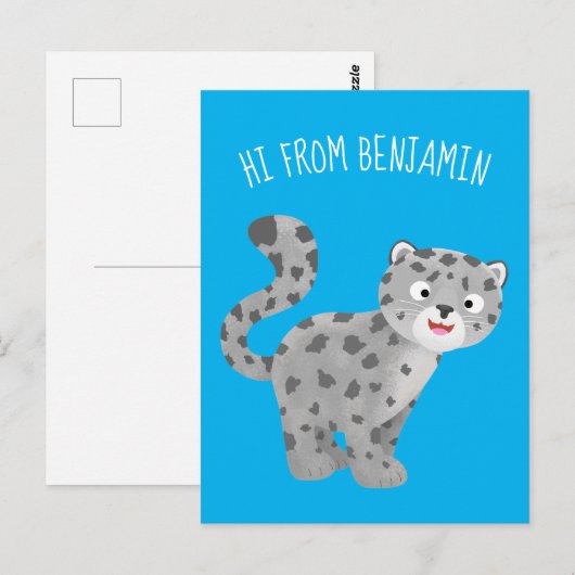 Cute snow leopard cartoon briefkaart (Voorkant / Achterkant)