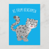 Cute snow leopard cartoon briefkaart (Voorkant)