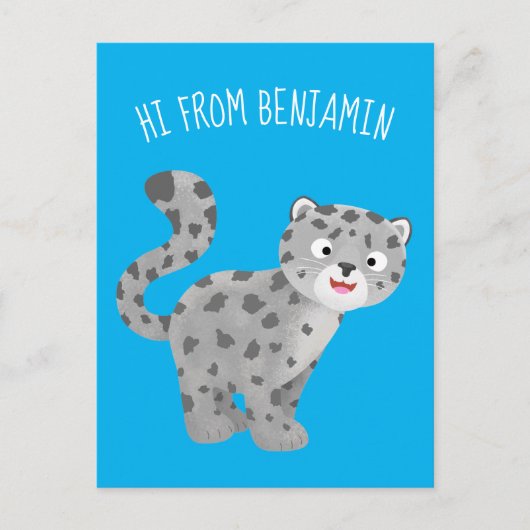 Cute snow leopard cartoon briefkaart (Voorkant)