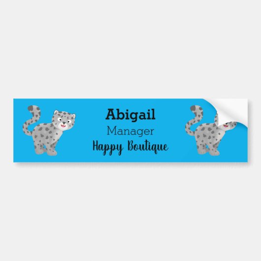 Cute snow leopard cartoon bumpersticker (Voorkant)