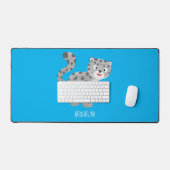 Cute snow leopard cartoon bureaumat (Keyboard & Muis)