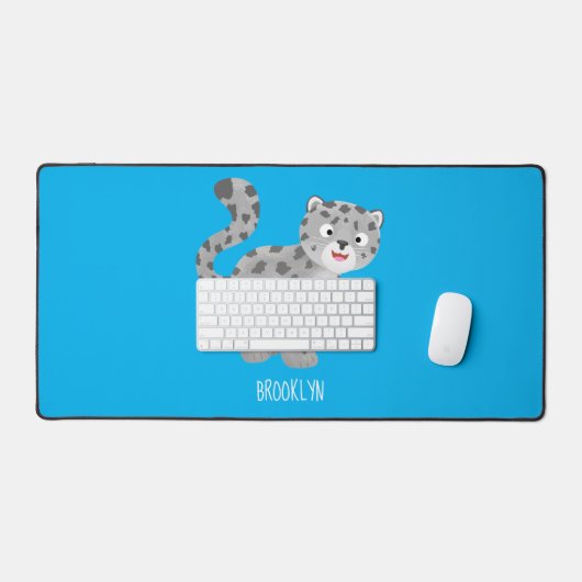 Cute snow leopard cartoon bureaumat (Keyboard & Muis)