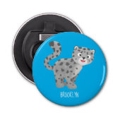 Cute snow leopard cartoon button flesopener (Voorkant)