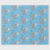 Cute snow leopard cartoon cadeaupapier (Vlak)