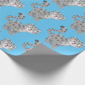 Cute snow leopard cartoon cadeaupapier (Hoek)