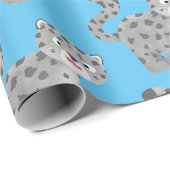 Cute snow leopard cartoon cadeaupapier (Rol Hoek)