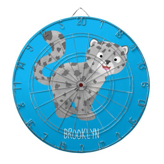 Cute snow leopard cartoon dartbord (Voorkant)