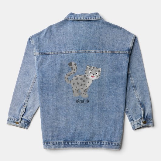 Cute snow leopard cartoon denim jacket (Achterkant)