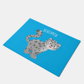 Cute snow leopard cartoon deurmat (Schuin)
