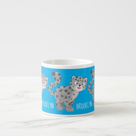 Cute snow leopard cartoon espresso kop (Voorkant)