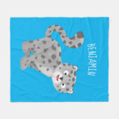 Cute snow leopard cartoon fleece deken (Voorkant (Horizontaal))