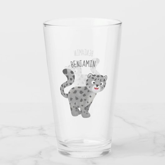 Cute snow leopard cartoon glas (Achterkant)