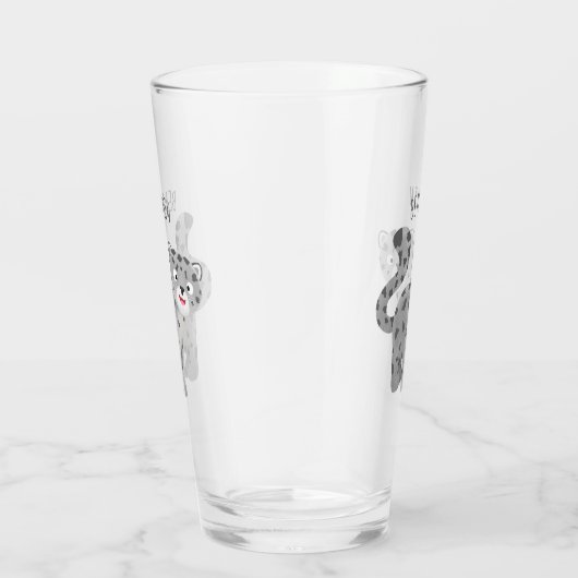 Cute snow leopard cartoon glas (Rechts)