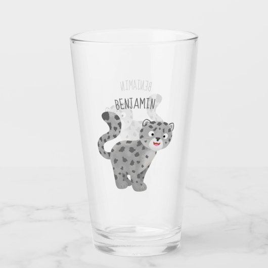 Cute snow leopard cartoon glas (Voorkant)