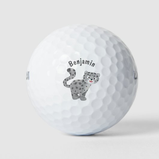 Cute snow leopard cartoon golfballen (Voorkant)