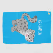 Cute snow leopard cartoon golfhanddoek (Horizontaal)