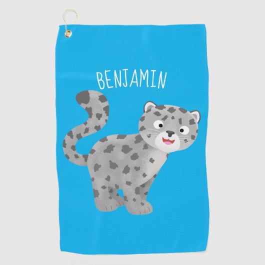 Cute snow leopard cartoon golfhanddoek (Voorkant)