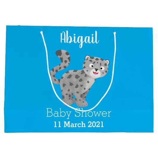 Cute snow leopard cartoon groot cadeauzakje (Achterkant)