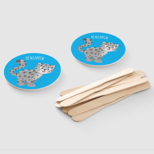 Cute snow leopard cartoon handwaaier (Niet-gemonteerd)