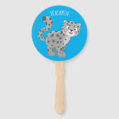 Cute snow leopard cartoon handwaaier (Voorkant)