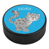 Cute snow leopard cartoon hockey puck (3/4)