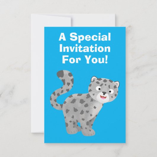 Cute snow leopard cartoon kaart (Achterkant)