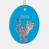 Cute snow leopard cartoon keramisch ornament (Rechts)