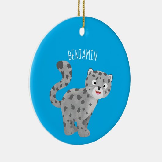 Cute snow leopard cartoon keramisch ornament (Rechts)