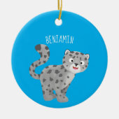Cute snow leopard cartoon keramisch ornament (Voorkant)