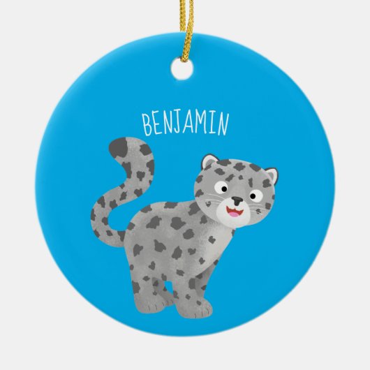 Cute snow leopard cartoon keramisch ornament (Voorkant)