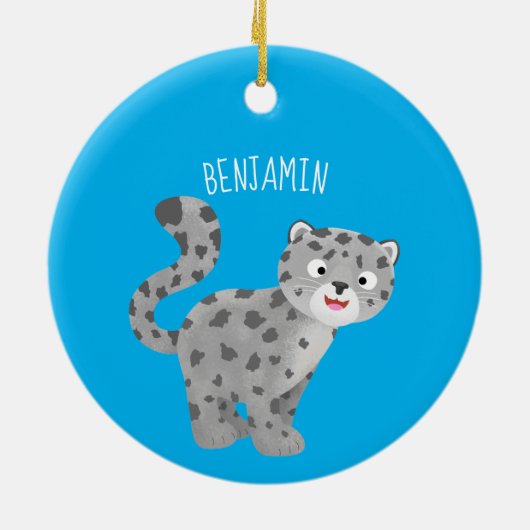 Cute snow leopard cartoon keramisch ornament (Achterkant)