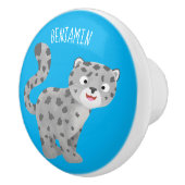 Cute snow leopard cartoon keramische knop (Rechts)