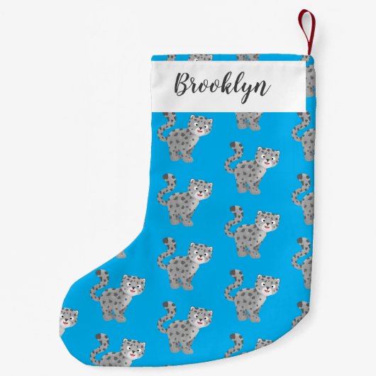 Cute snow leopard cartoon kleine kerstsok (Achterkant)