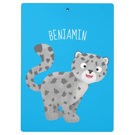 Cute snow leopard cartoon klembord (Achterkant)