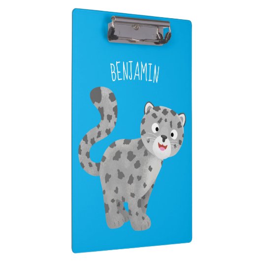 Cute snow leopard cartoon klembord (Rechts)