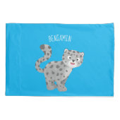 Cute snow leopard cartoon kussensloop (Achterkant)