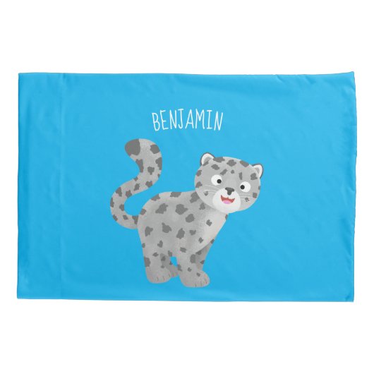 Cute snow leopard cartoon kussensloop (Achterkant)
