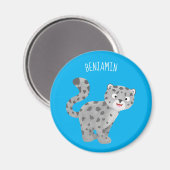Cute snow leopard cartoon magneet (Voorkant / Achterkant)