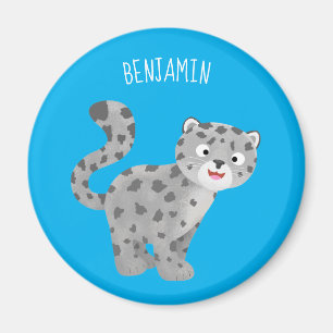 Cute snow leopard cartoon magneet